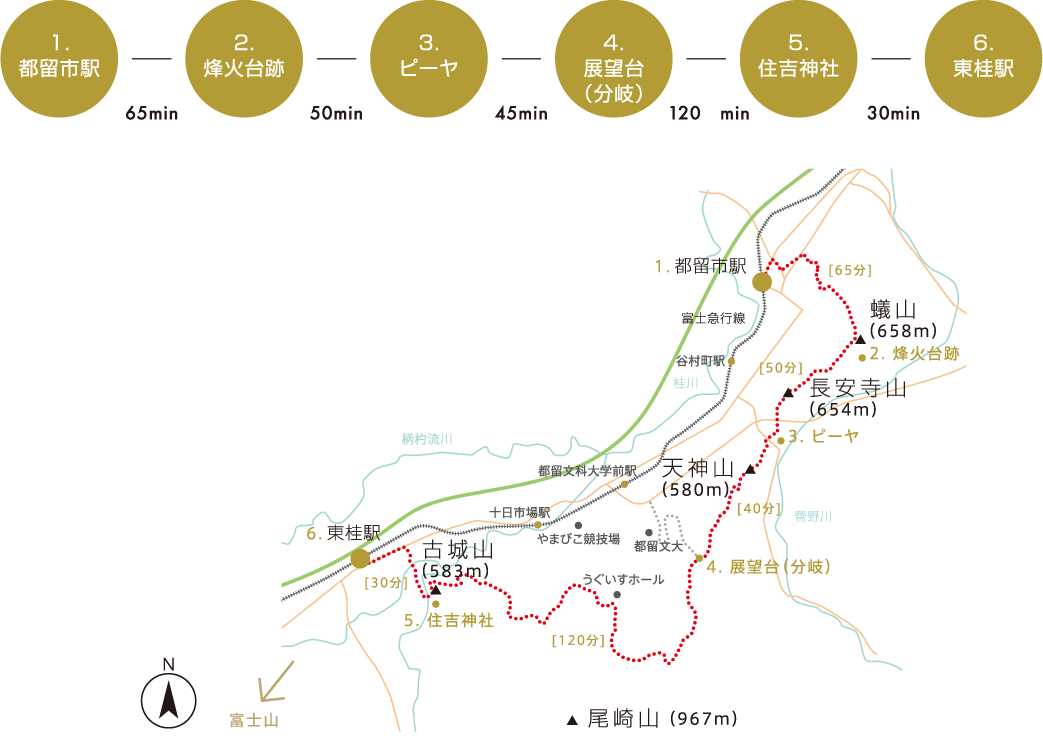 都留アルプスハイキングマップ